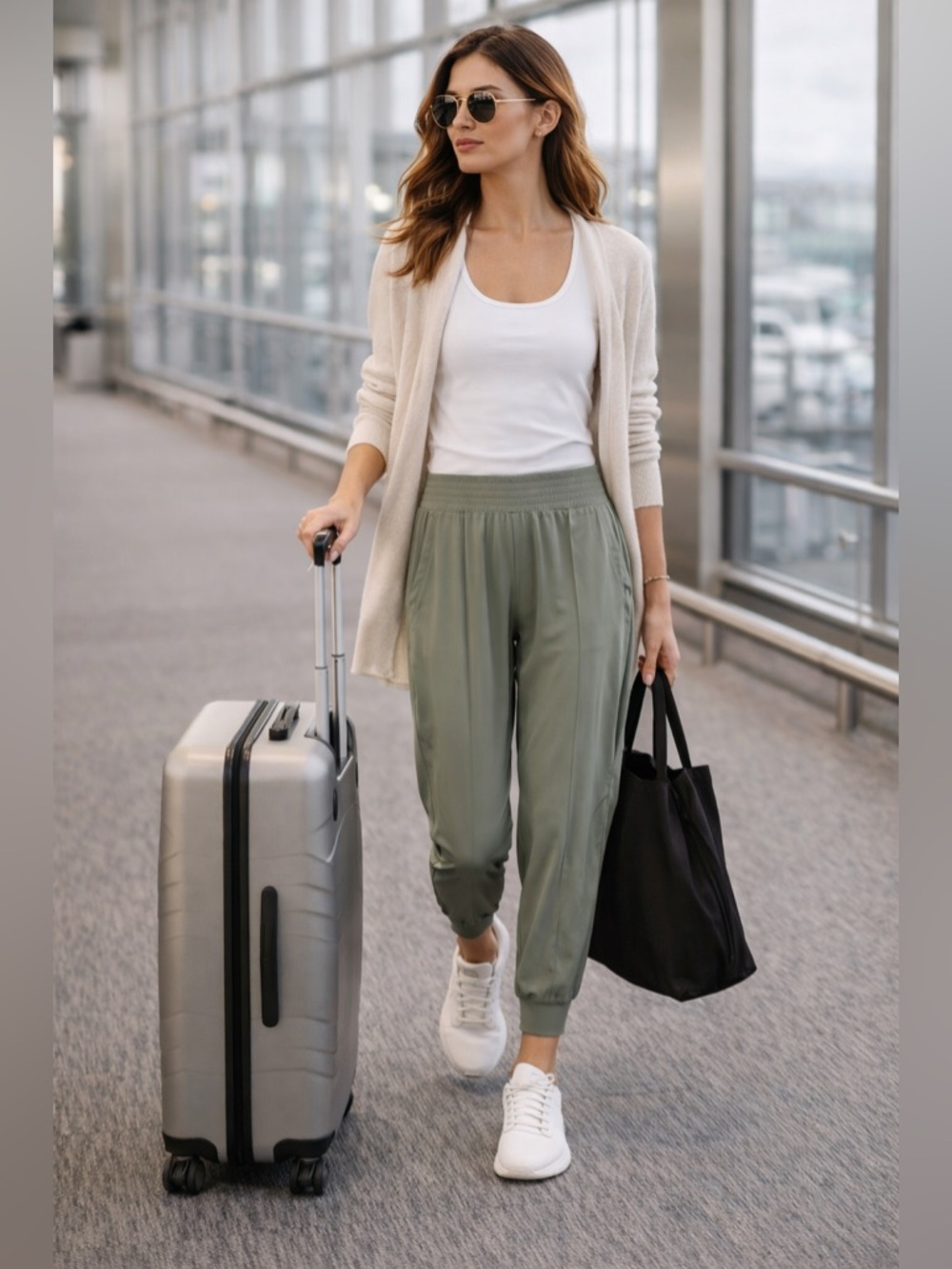 Lululemon Wanderer Jogger Grey Sage Size 8 Swift Ultra Light Travel Athleisure F